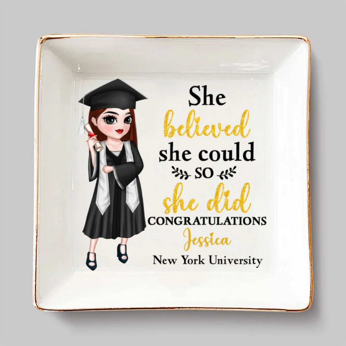 She Believed She Could - Personalized Custom Jewelry Dish - Image 6