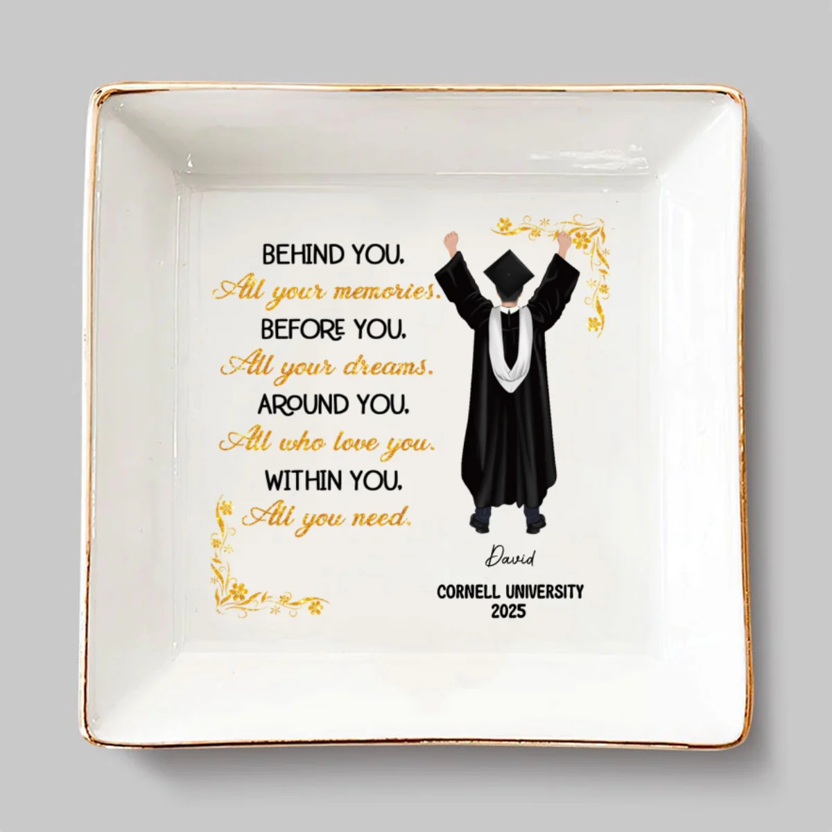 She Dreamed Big And Won - Personalized Custom Jewelry Dish - Image 6