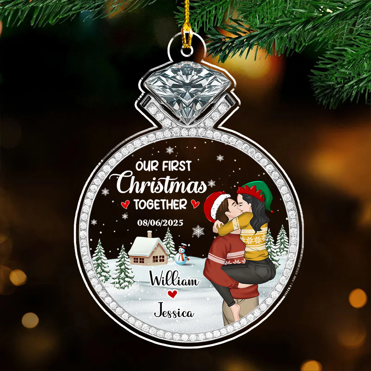 She Said Yes - Personalized Custom Acrylic Ornament - Image 3