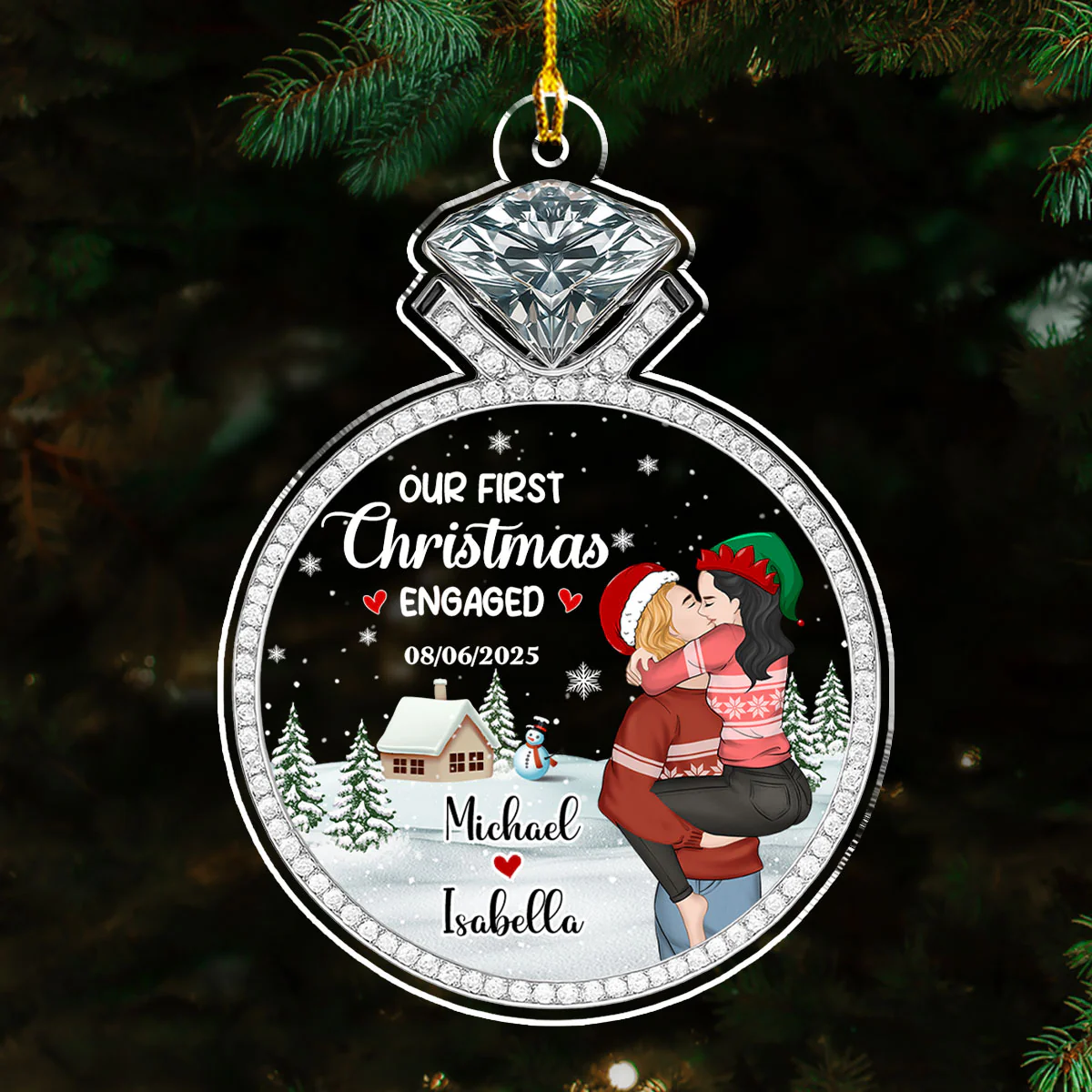 She Said Yes - Personalized Custom Acrylic Ornament - Image 4