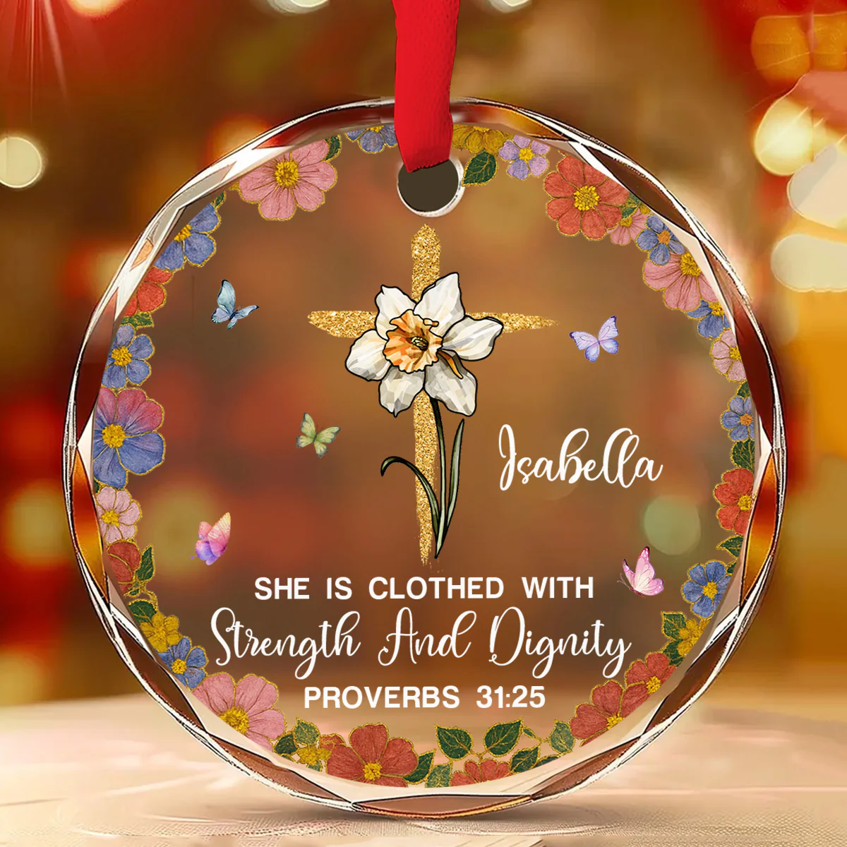 She Walks In Quiet Dignity - Personalized Custom Glass Ornament - Image 2