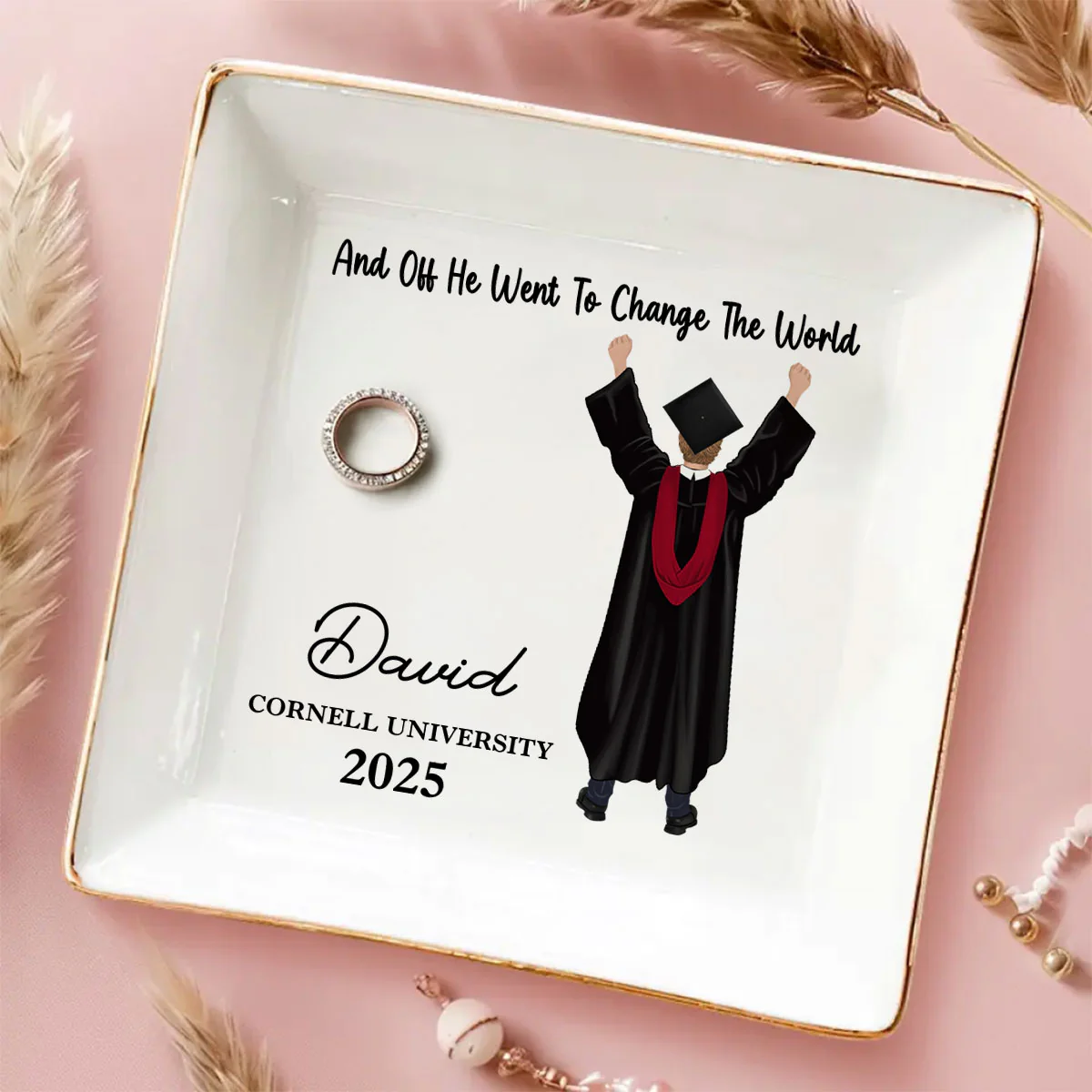 She Went To Change The World - Personalized Custom Jewelry Dish - Image 4