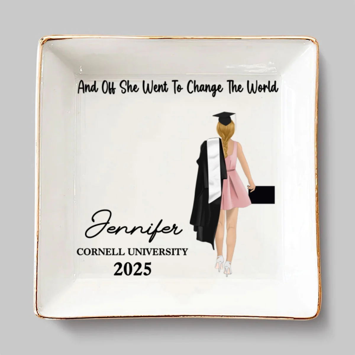 She Went To Change The World - Personalized Custom Jewelry Dish - Image 7