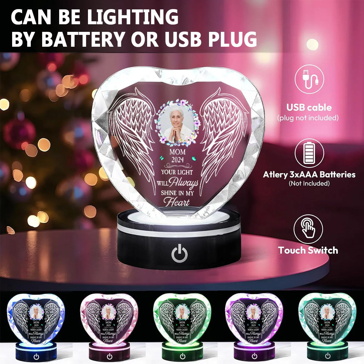 Shine In My Heart - Personalized Custom Crystal Led Light - Image 5