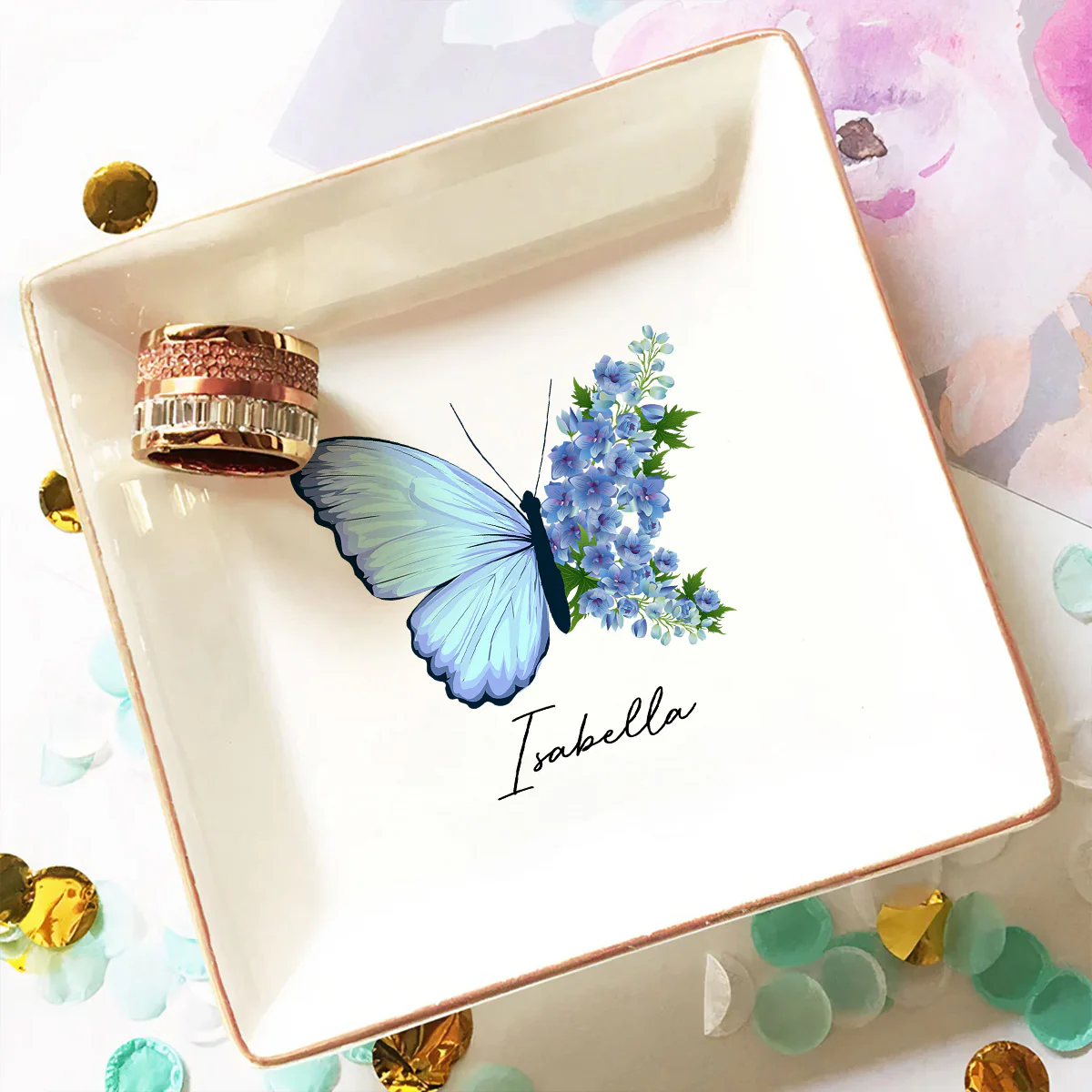 Shine Like A Butterfly - Personalized Custom Jewelry Dish - Image 5