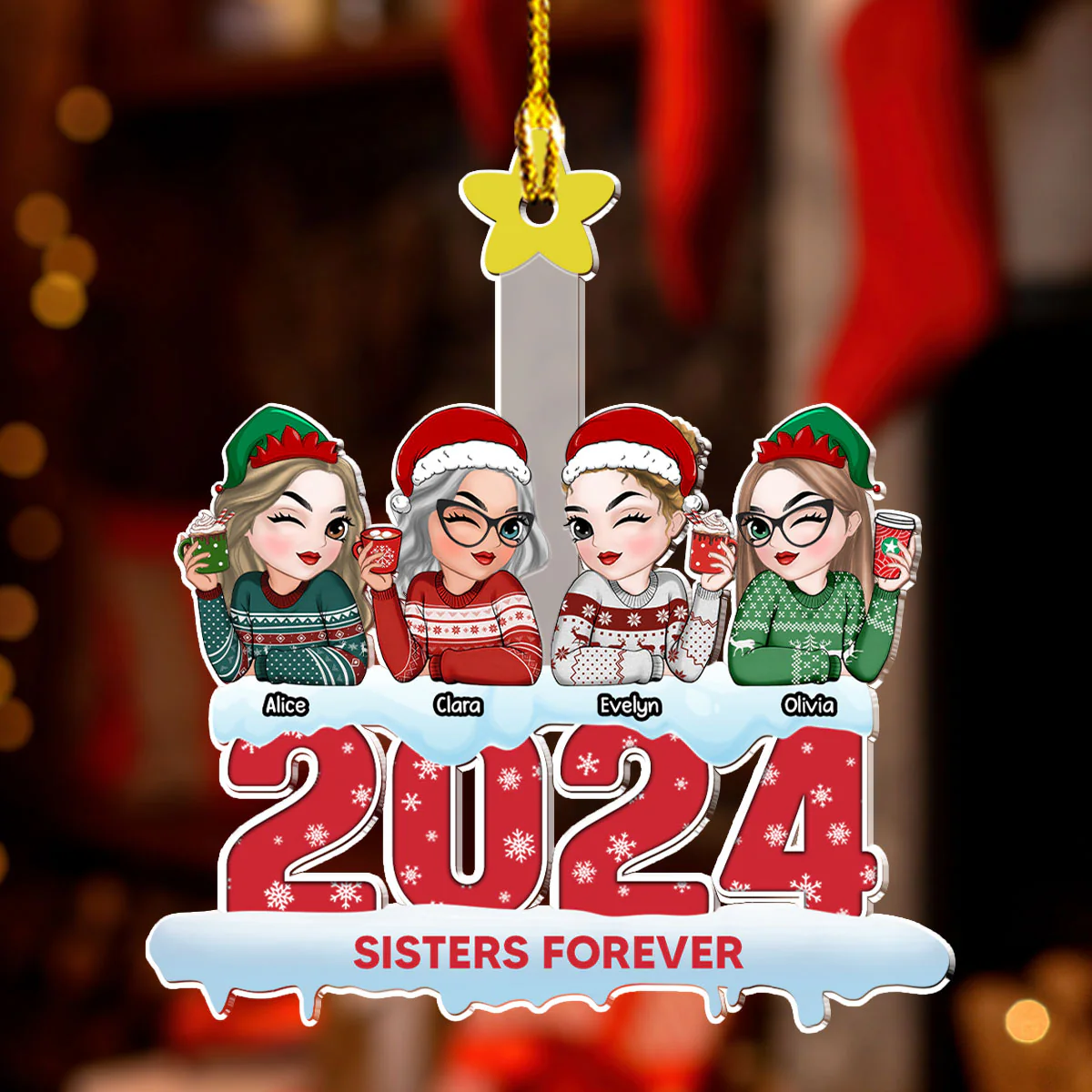 Sibling Forever - Personalized Custom Acrylic Ornament - Image 3