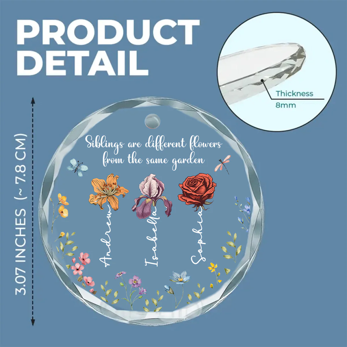 Siblings Are Different Flowers From The Same Garden - Personalized Custom Glass Ornament - Image 6