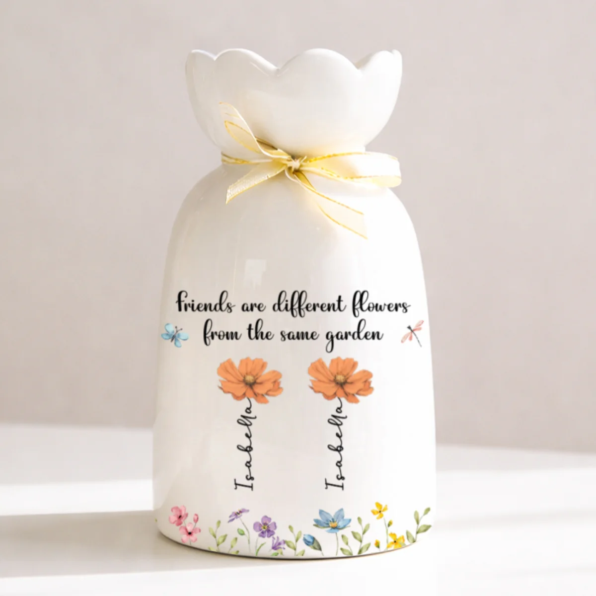  Siblings Are Different Flowers - Personalized Custom Ribbon Tie Flower Vase  - Image 6