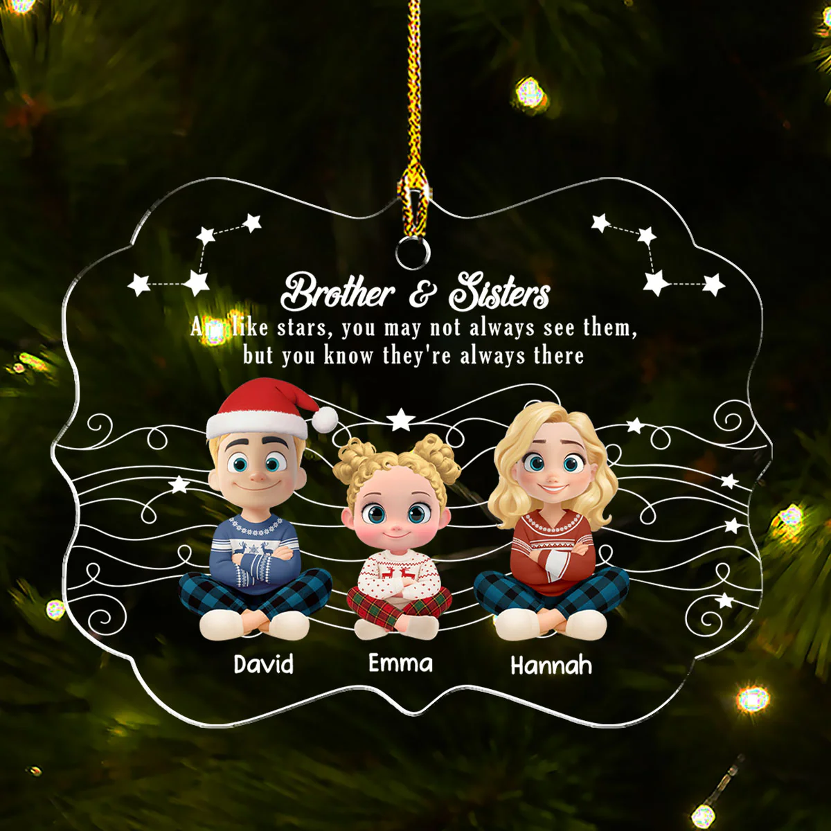 Siblings Are Stars Of Life - Personalized Custom Acrylic Ornament - Image 3