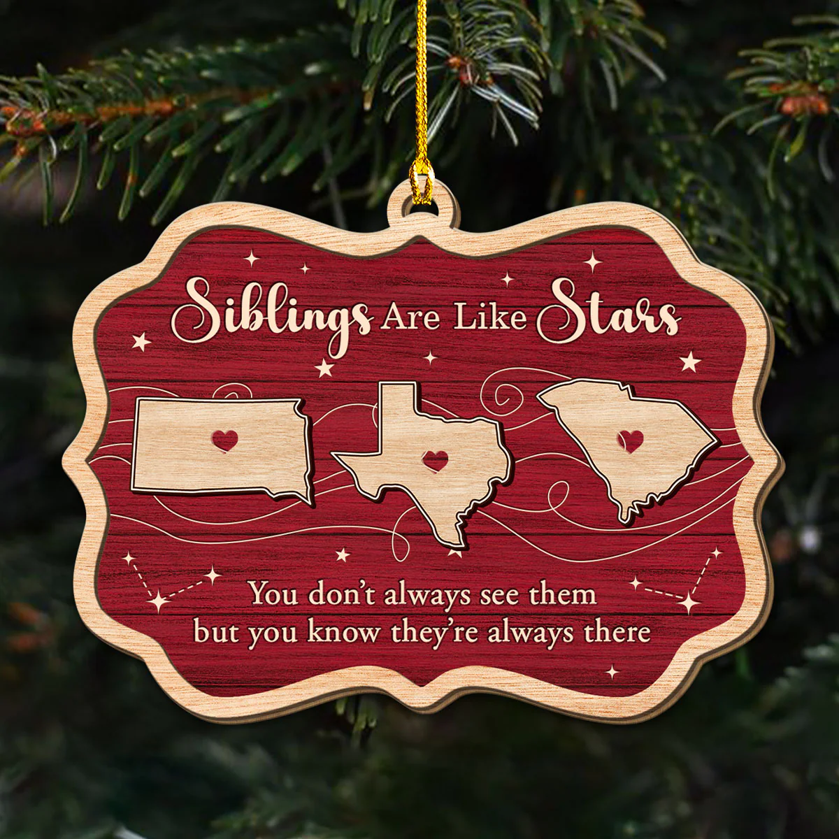 Siblings Are Like Star - Personalized Custom Wood Ornament
