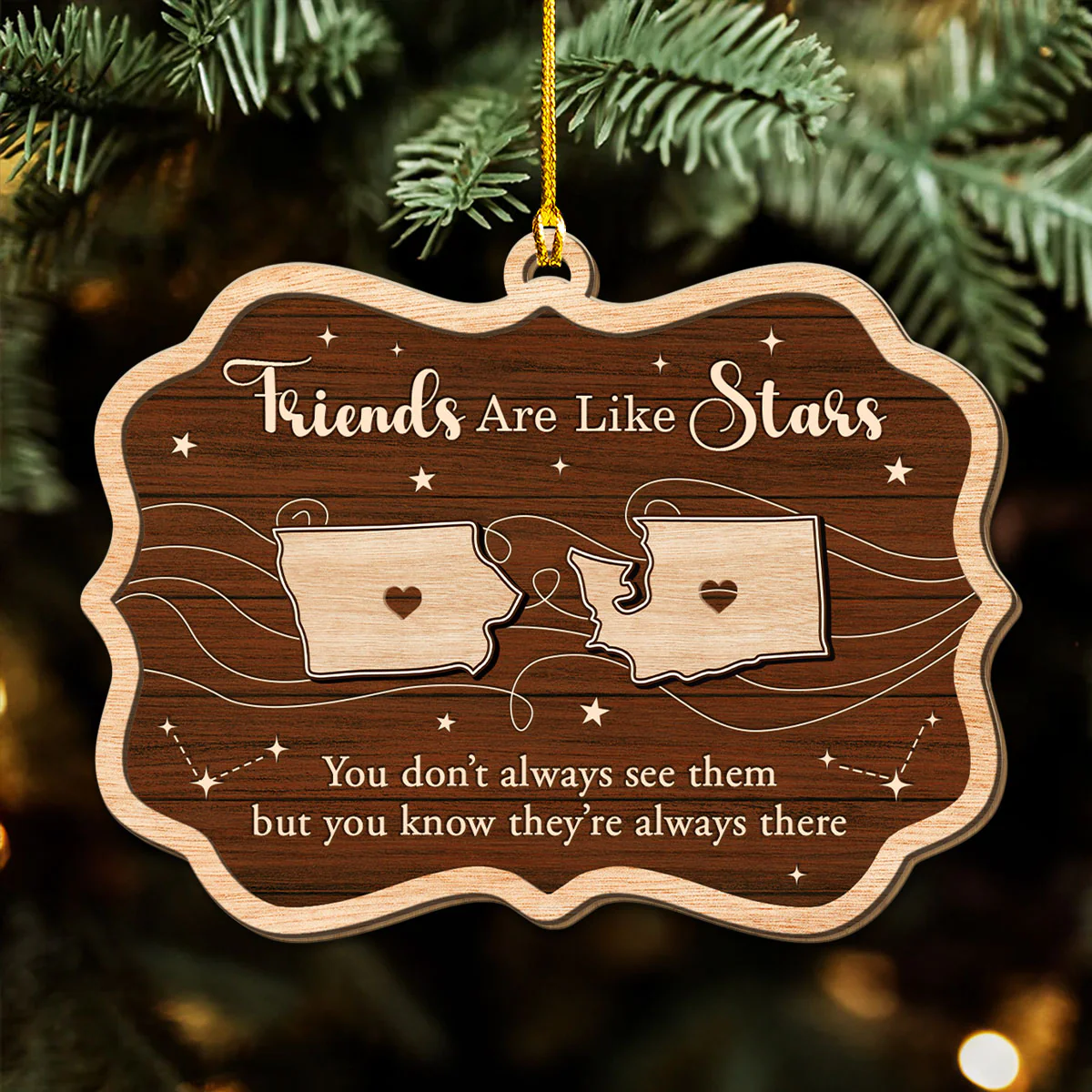 Siblings Are Like Star - Personalized Custom Wood Ornament - Image 2