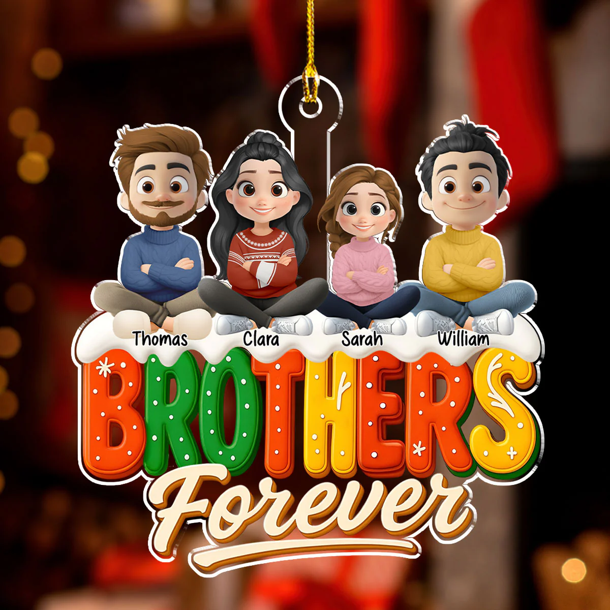 Siblings Christmas - Personalized Custom Acrylic Ornament - Image 2