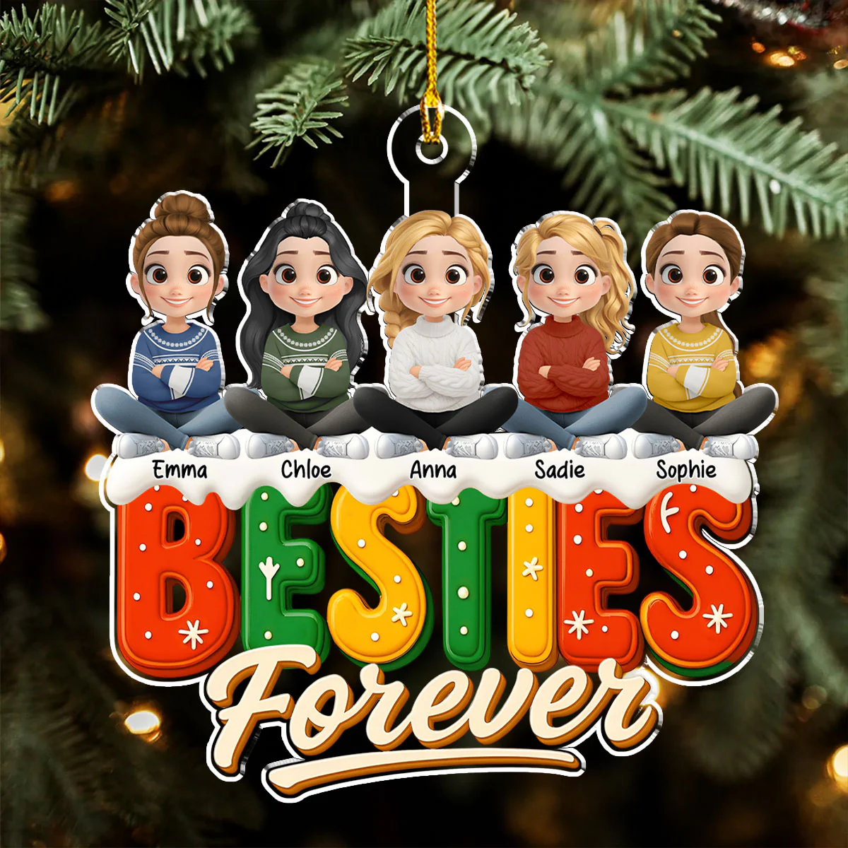 Siblings Christmas - Personalized Custom Acrylic Ornament - Image 3