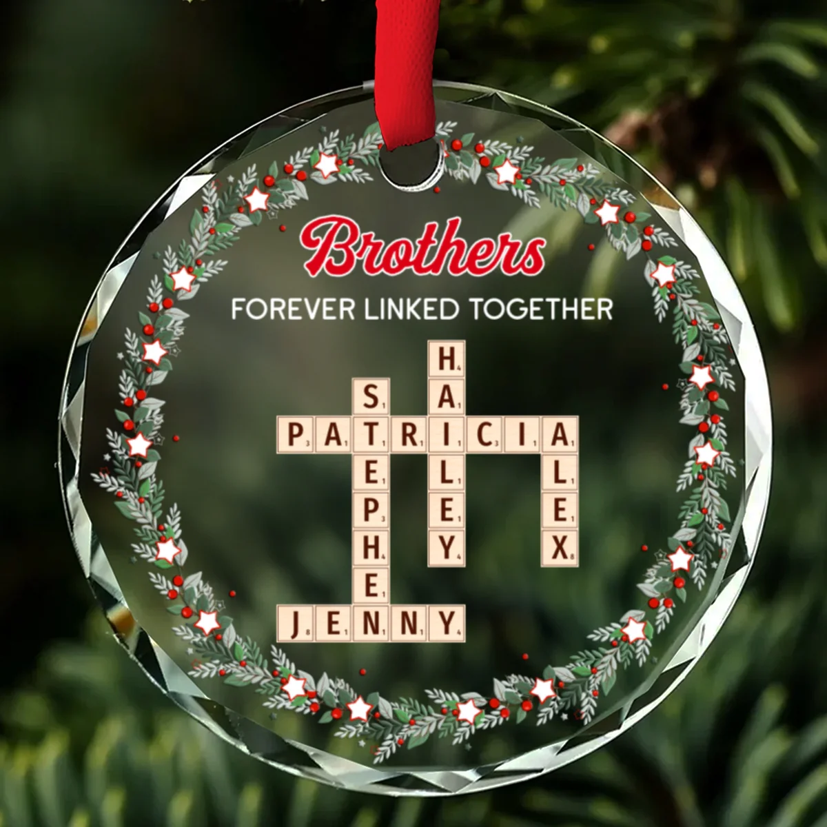 Siblings Forever Linked Together 2025 - Personalized Custom Glass Ornament - Image 7
