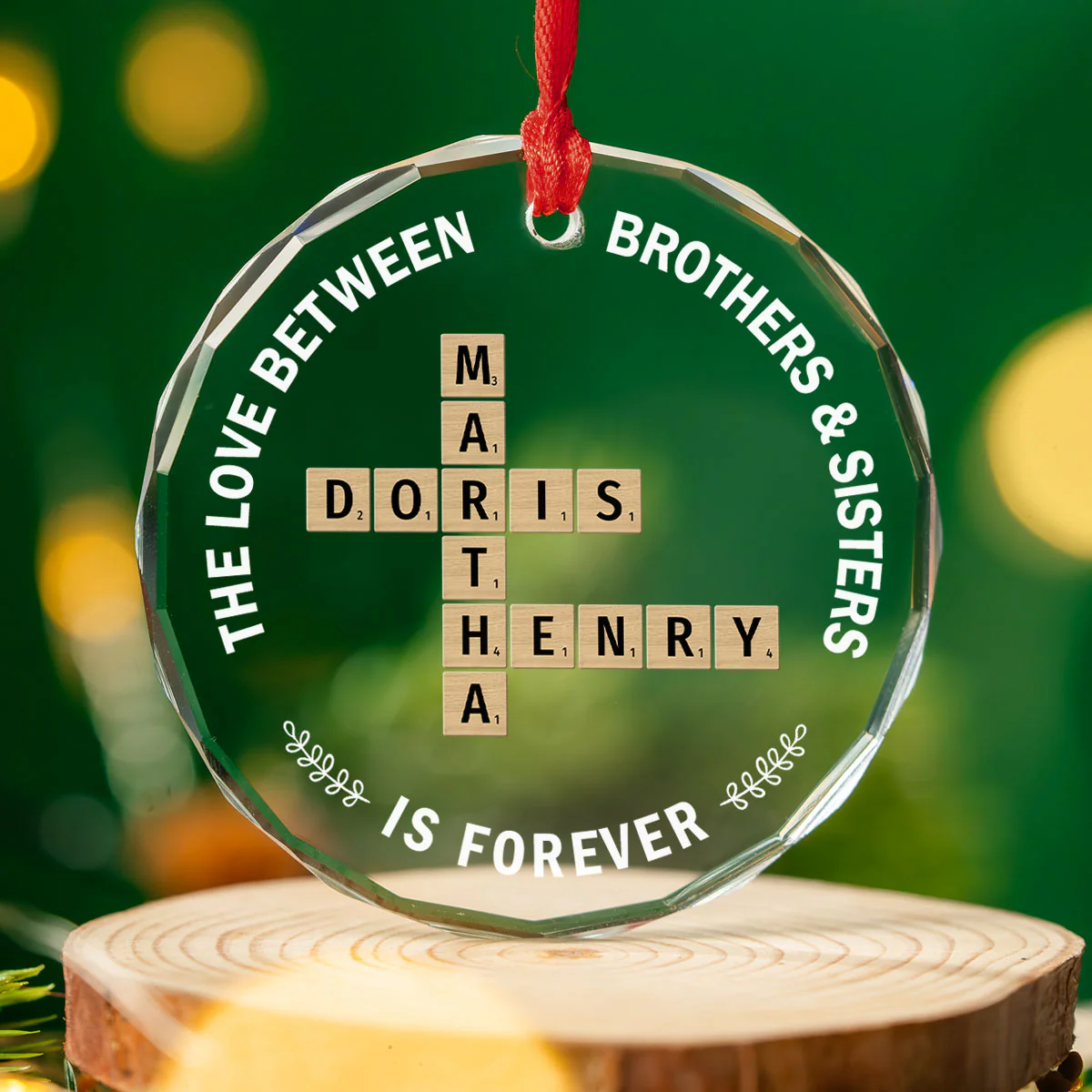 Siblings Forever - Personalized Custom Glass Ornament - Image 3