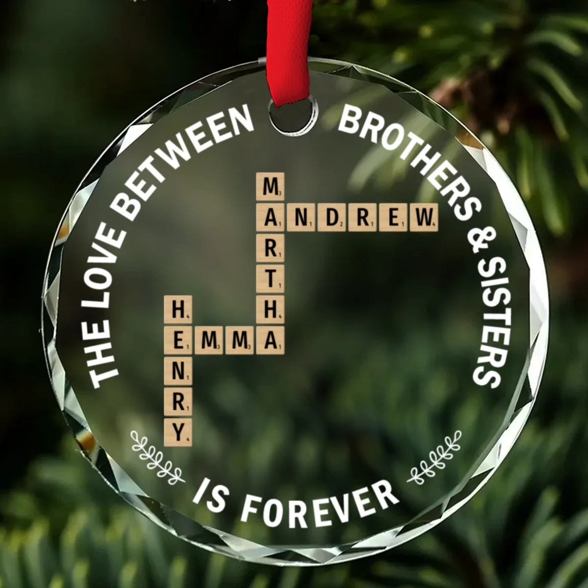 Siblings Forever - Personalized Custom Glass Ornament - Image 7
