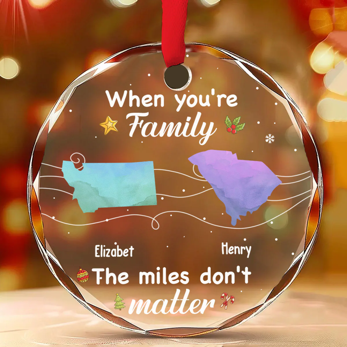 Siblings Forever - Personalized Custom Glass Ornament - Image 4
