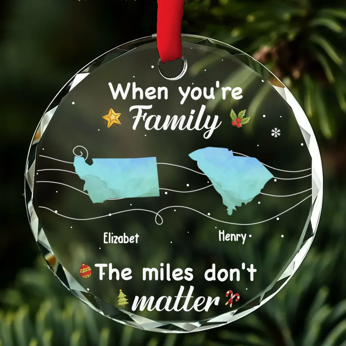 Siblings Forever - Personalized Custom Glass Ornament - Image 7