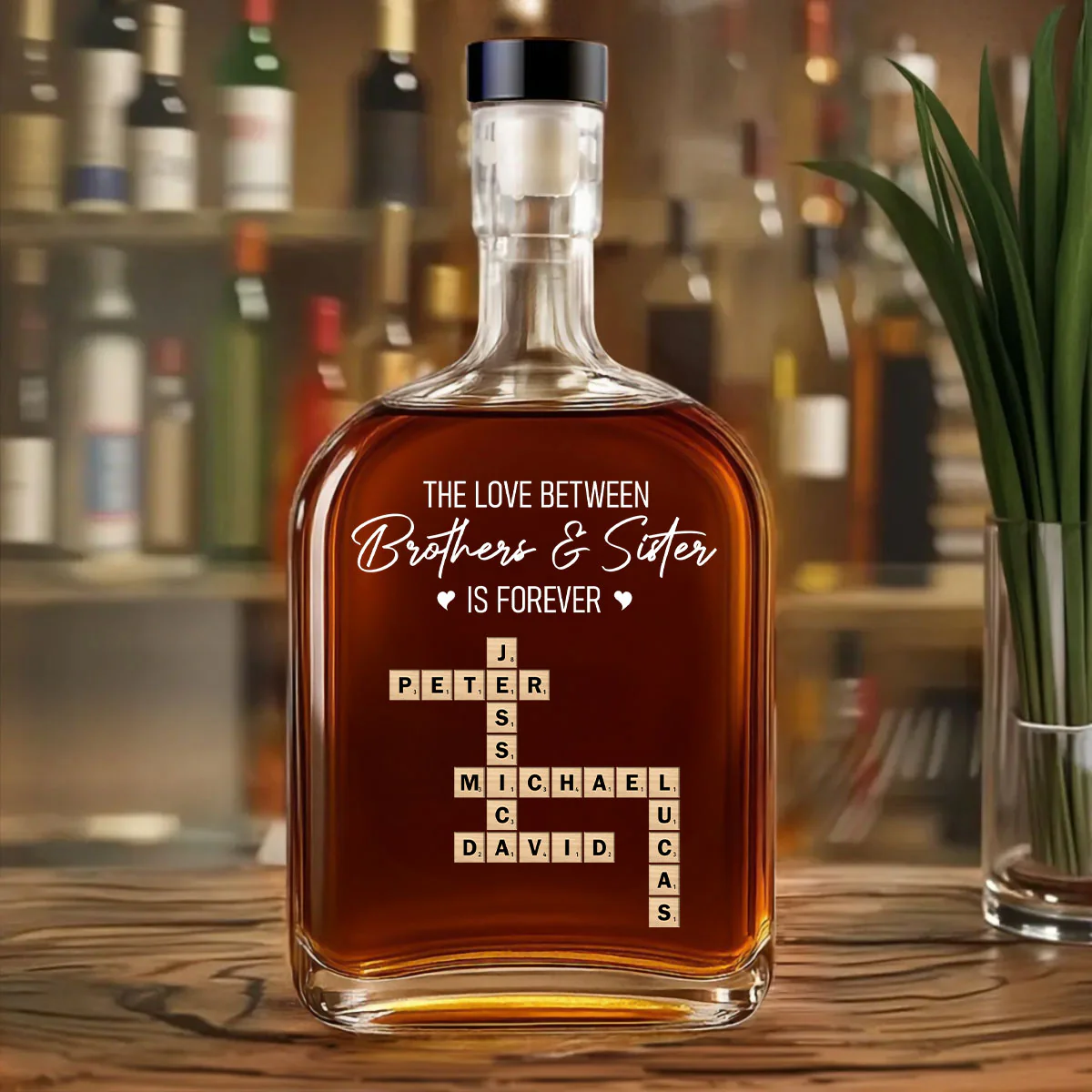 Siblings Forever - Personalized Custom Spirits Decanter - Image 3