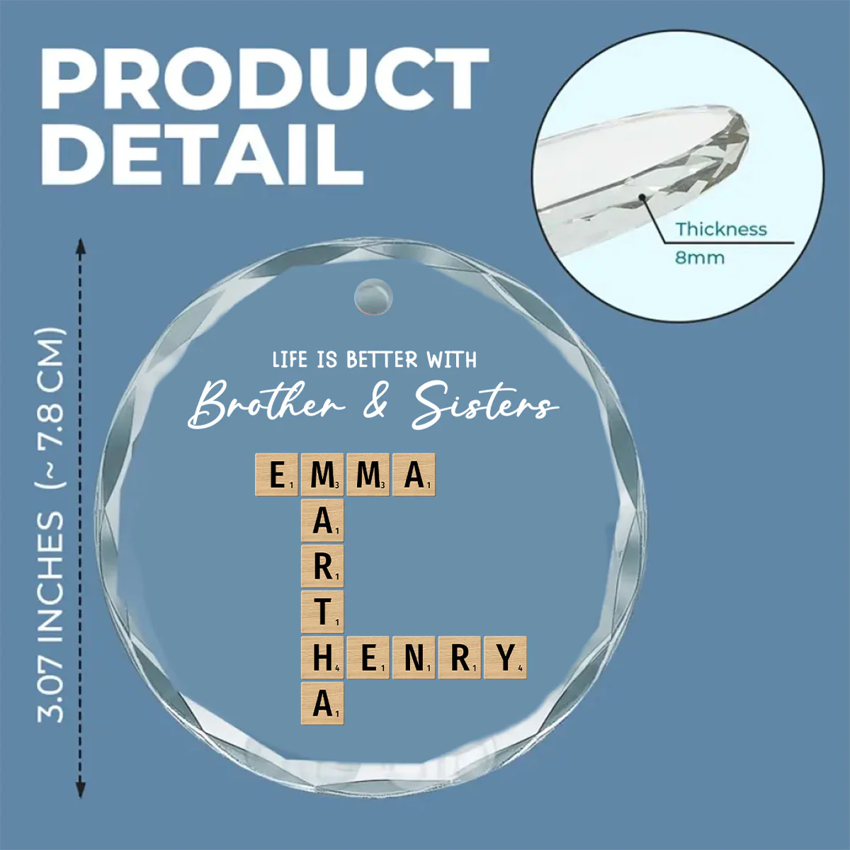 Siblings Make Life More Beautiful - Personalized Custom Glass Ornament - Image 6