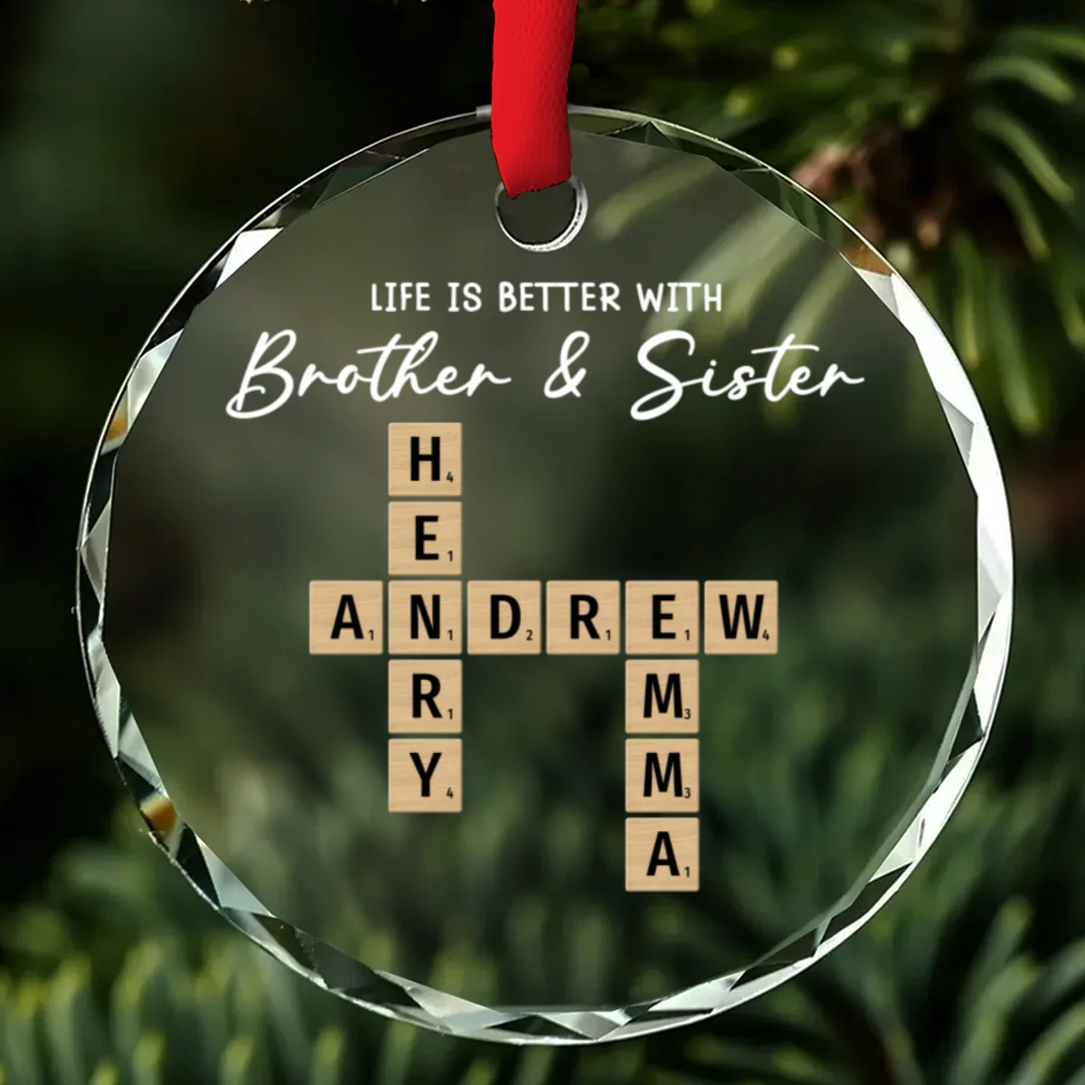 Siblings Make Life More Beautiful - Personalized Custom Glass Ornament - Image 7