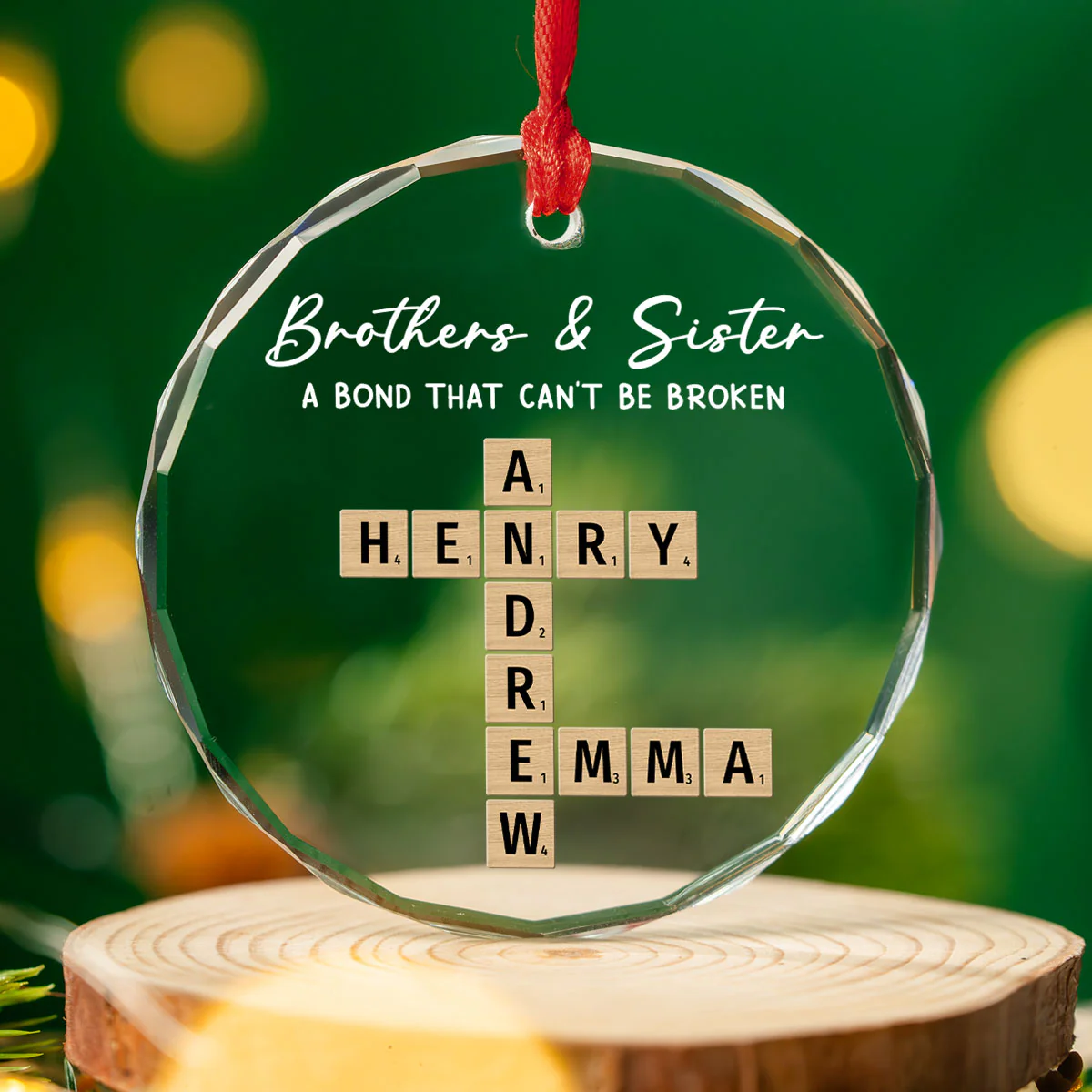 Siblings Make Ordinary Days Special - Personalized Custom Glass Ornament - Image 3