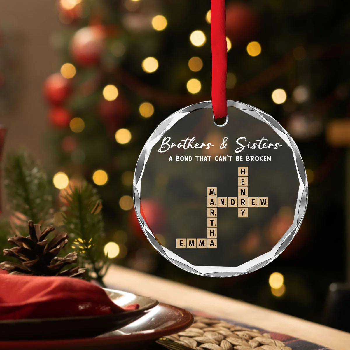 Siblings Make Ordinary Days Special - Personalized Custom Glass Ornament - Image 4