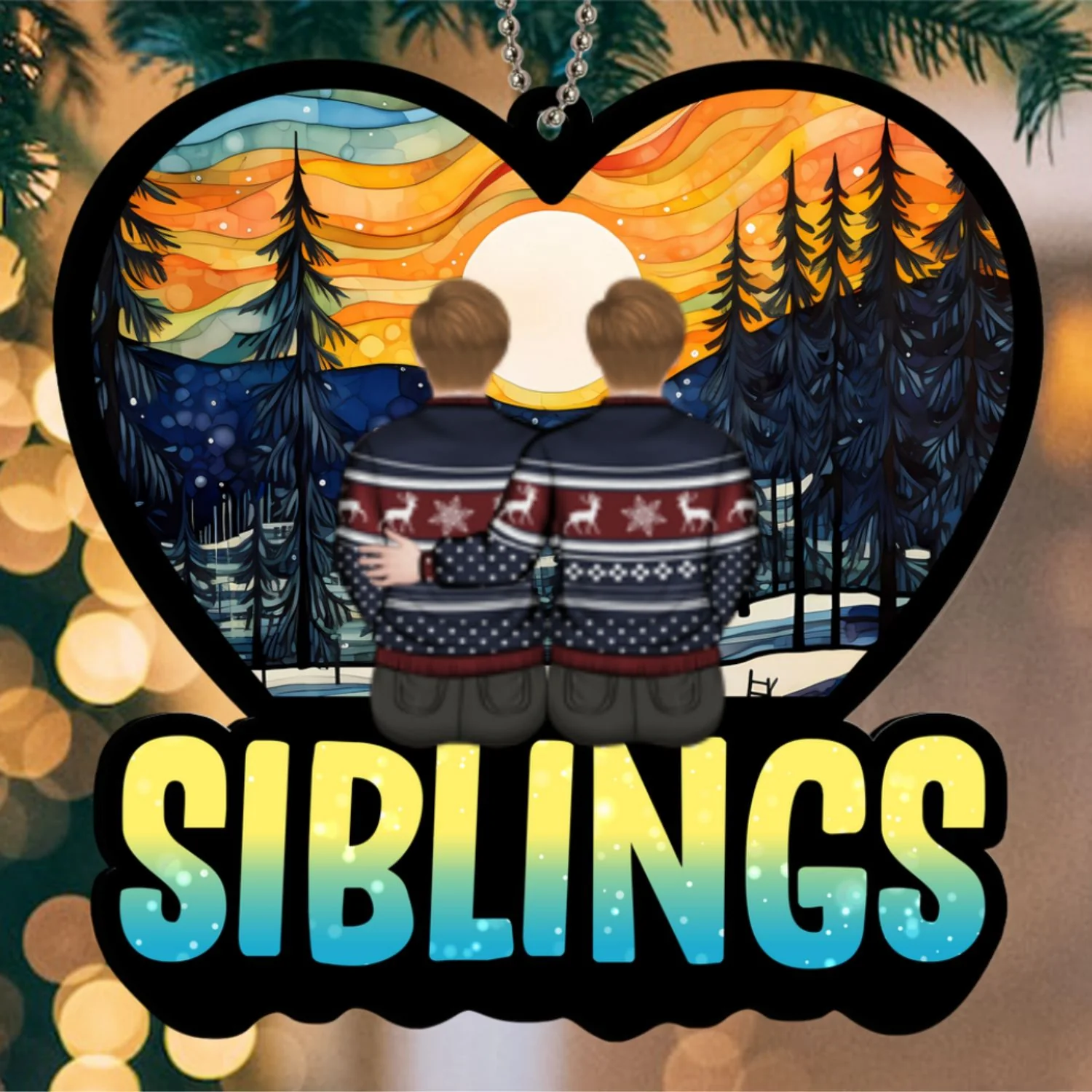 Siblings Together - Personalized Custom Suncatcher Ornament - Image 6