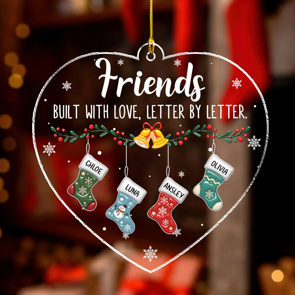 Side By Side Always - Personalized Custom 3D Effect Acrylic Ornament - Image 2