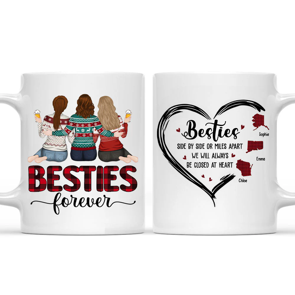 Side By Side Or Miles Apart - Personalized Custom Mug