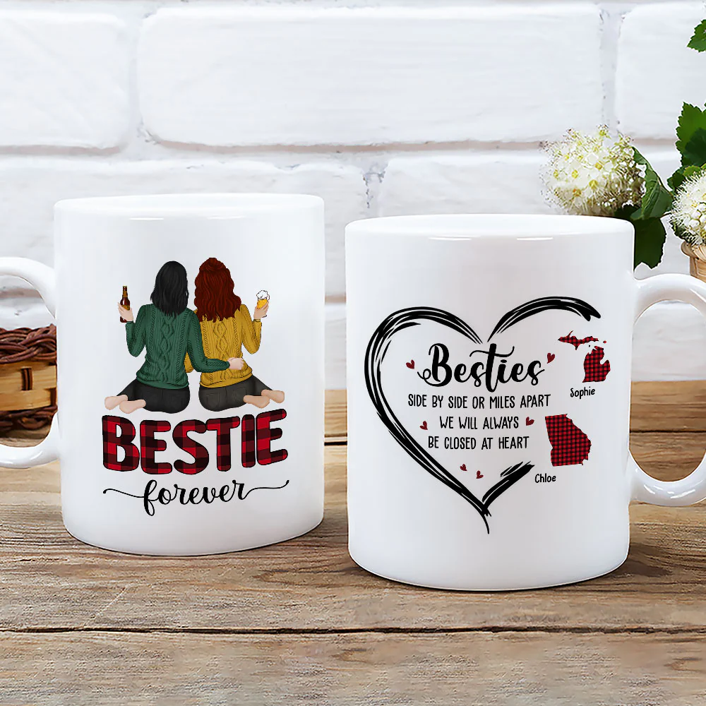 Side By Side Or Miles Apart - Personalized Custom Mug - Image 2
