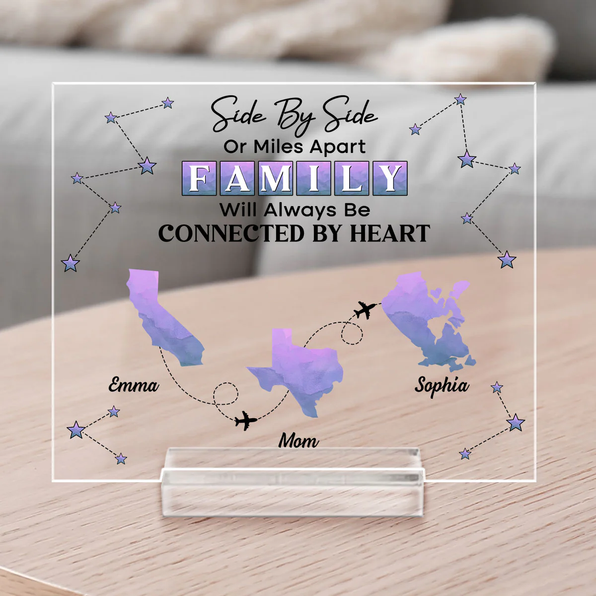 Side By Side -  Personalized Custom Acrylic Plaque With Base - Image 2