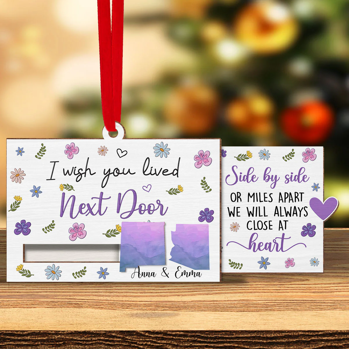 Side By Side - Personalized Custom Slide Ornament - Image 2