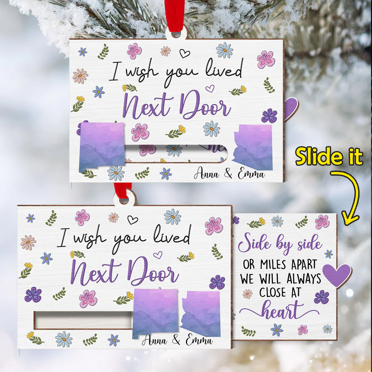 Side By Side - Personalized Custom Slide Ornament - Image 3