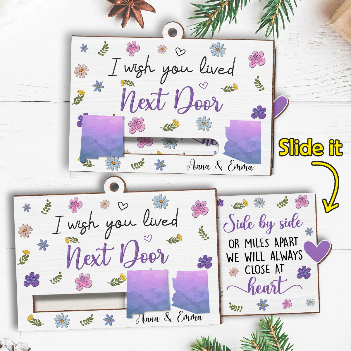 Side By Side - Personalized Custom Slide Ornament - Image 4