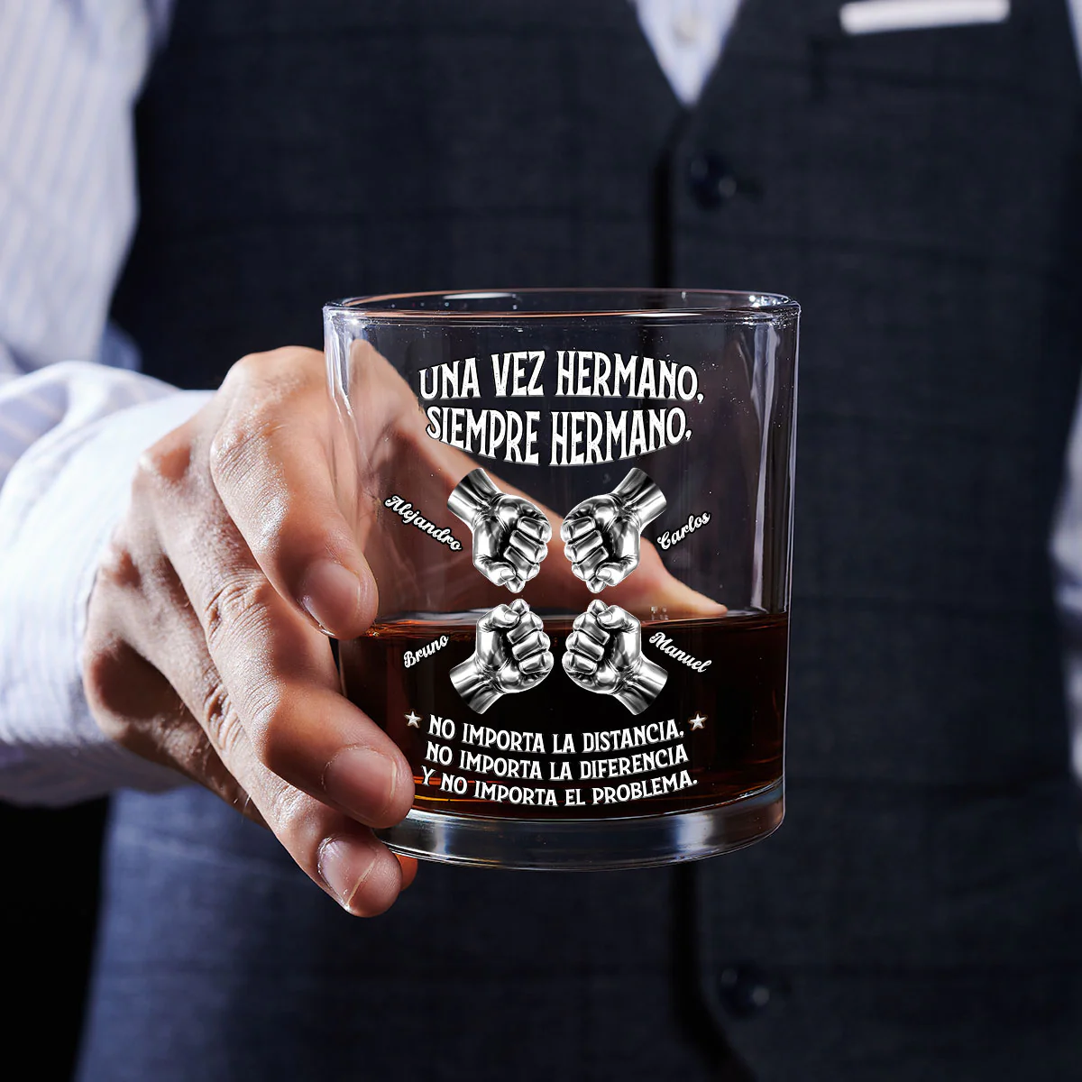 Siempre Mi Hermano - Vaso De Whisky Personalizado - Image 3