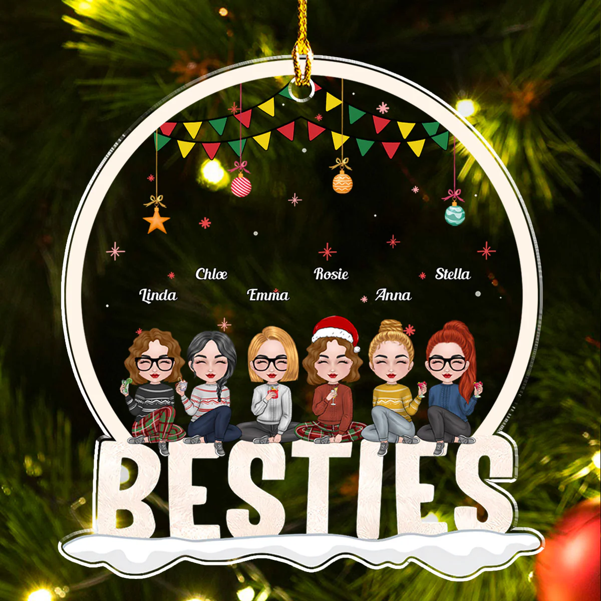 Sistas Forever - Personalized Custom Acrylic Ornament - Image 2