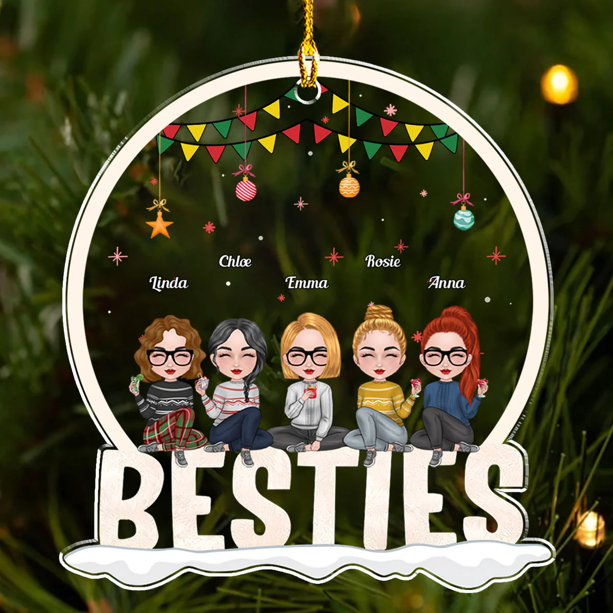 Sistas Forever - Personalized Custom Acrylic Ornament - Image 3