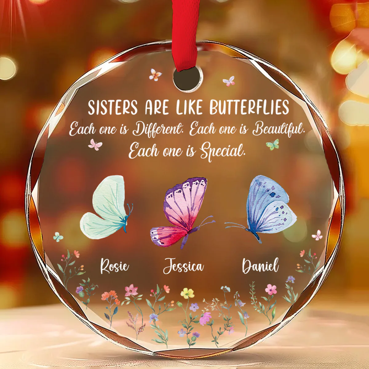 Sister Are The Gardeners Of Our Souls - Personalized Custom Glass Ornament - Image 2