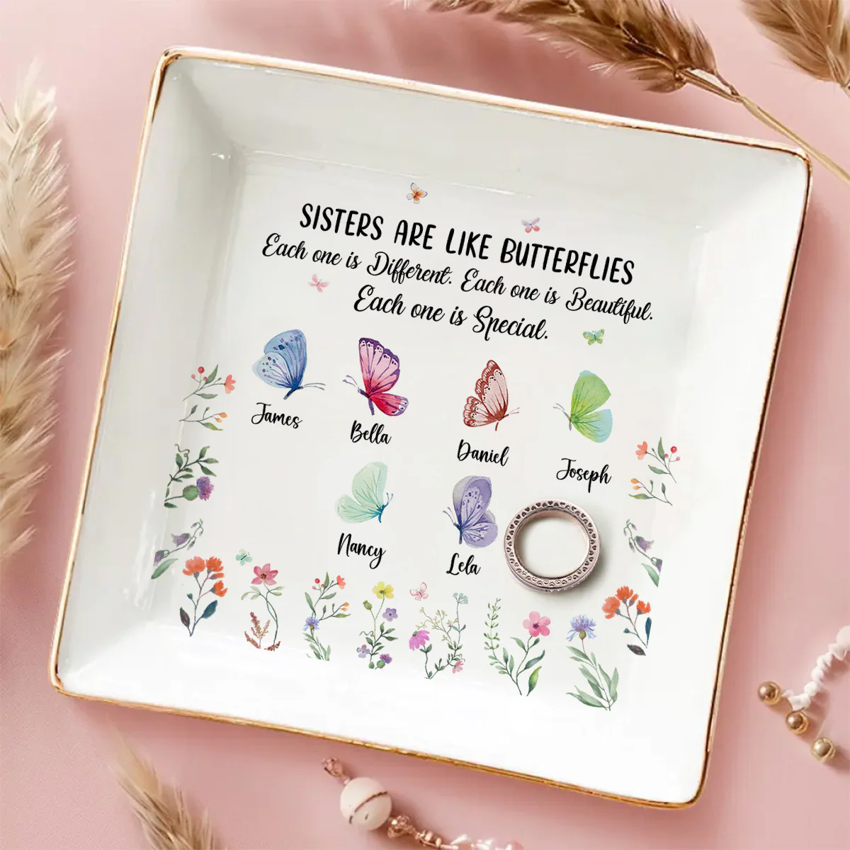 Sister Are The Gardeners Of Our Souls - Personalized Custom Jewelry Dish - Image 3
