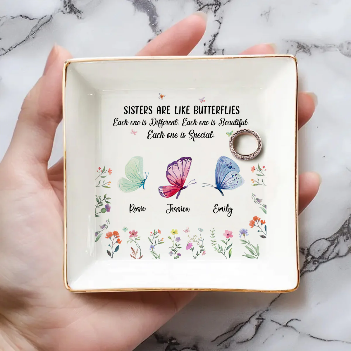 Sister Are The Gardeners Of Our Souls - Personalized Custom Jewelry Dish - Image 4