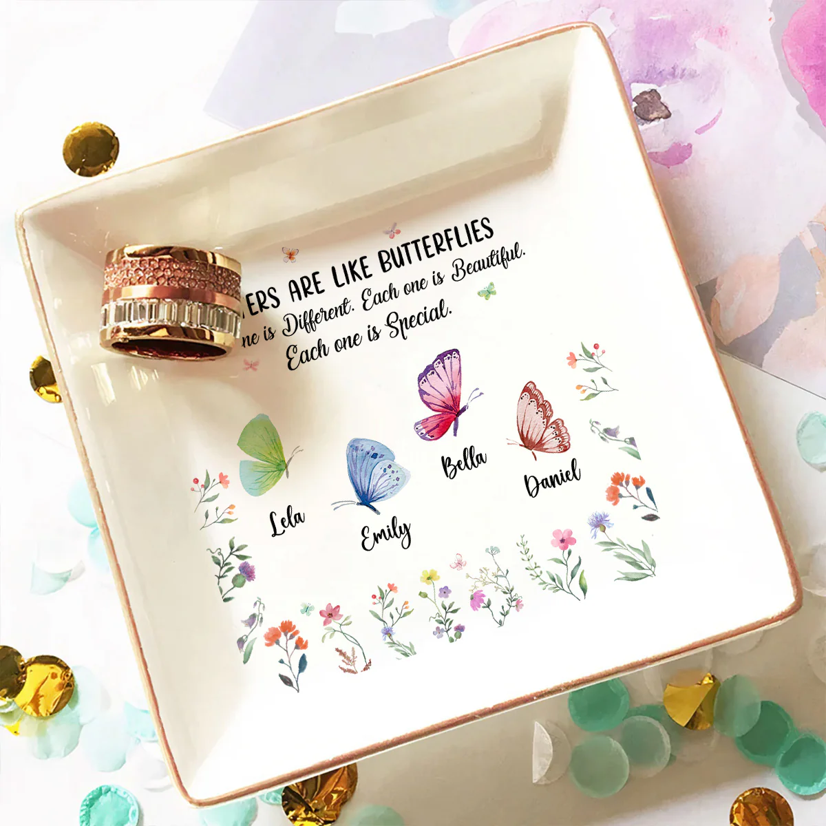 Sister Are The Gardeners Of Our Souls - Personalized Custom Jewelry Dish - Image 5