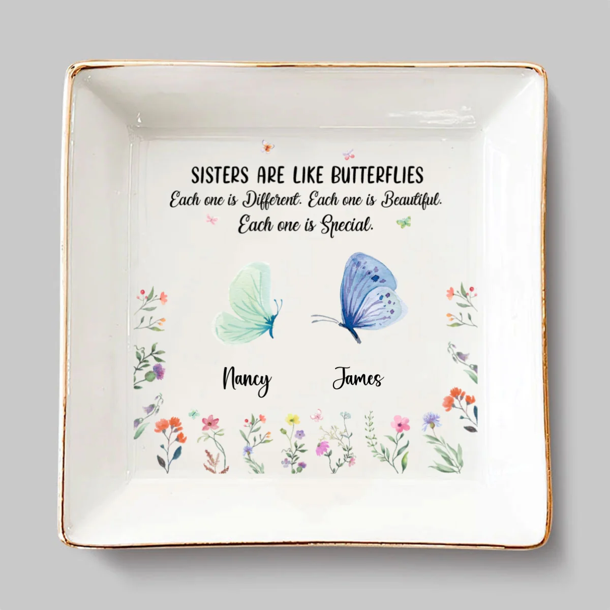 Sister Are The Gardeners Of Our Souls - Personalized Custom Jewelry Dish - Image 7