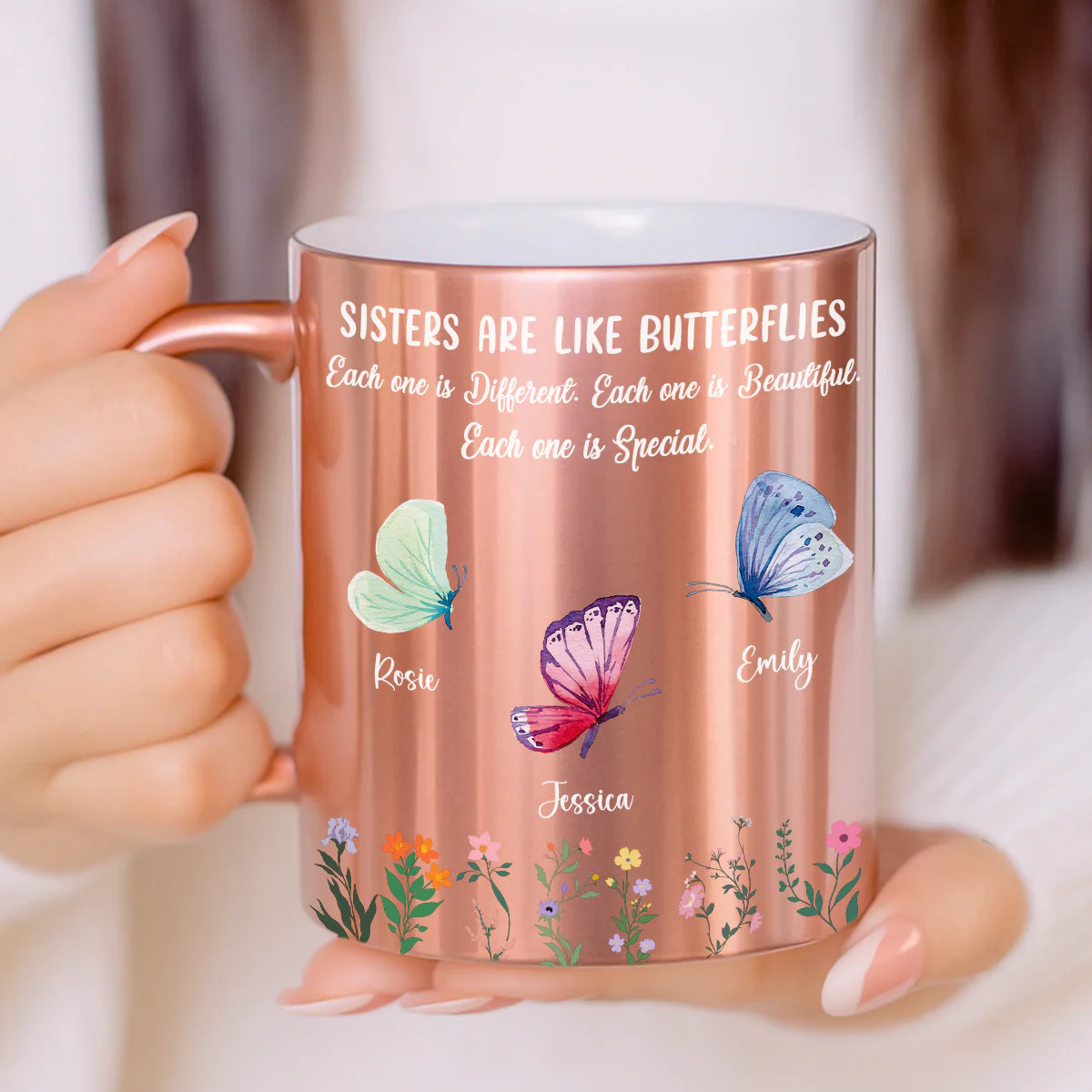 Sister Are The Gardeners Of Our Souls - Personalized Custom Metallic Mug - Image 2