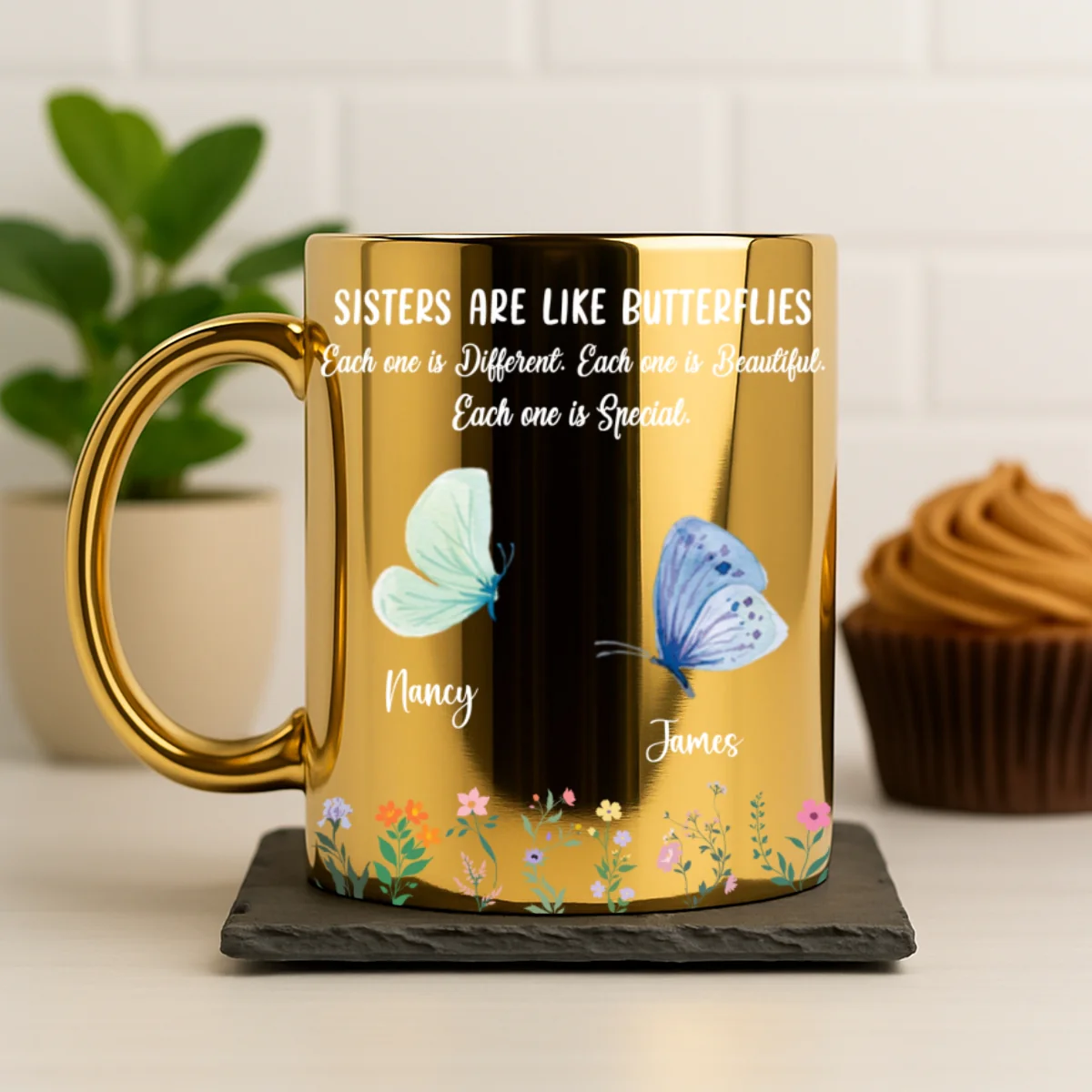 Sister Are The Gardeners Of Our Souls - Personalized Custom Metallic Mug - Image 6
