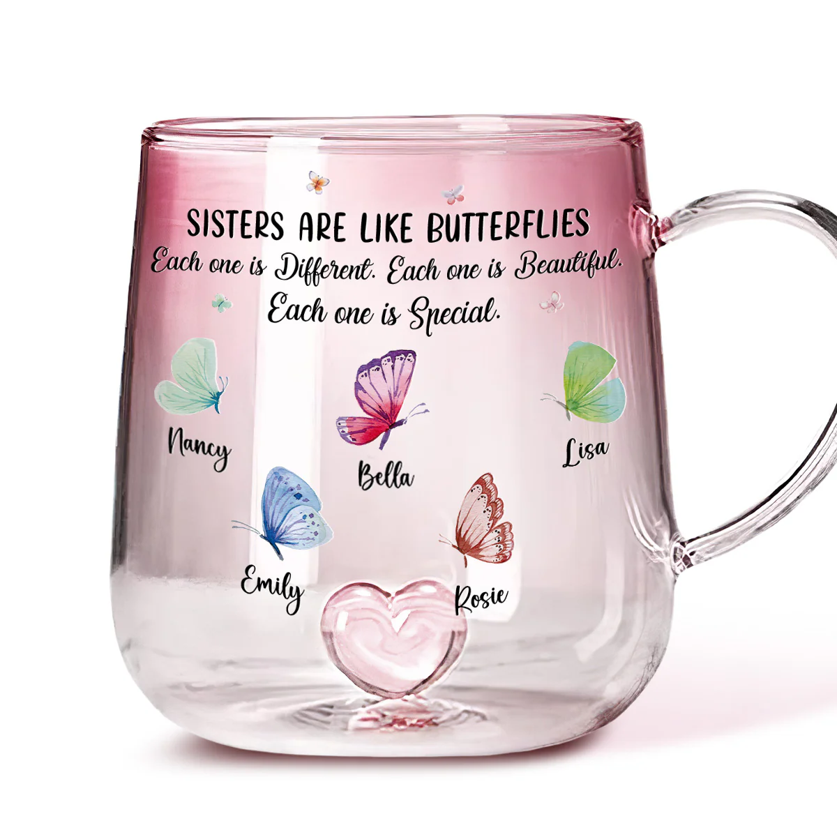 Sister Are The Gardeners Of Our Souls - Personalized Custom Pink Gradient Glass Mug - Image 4