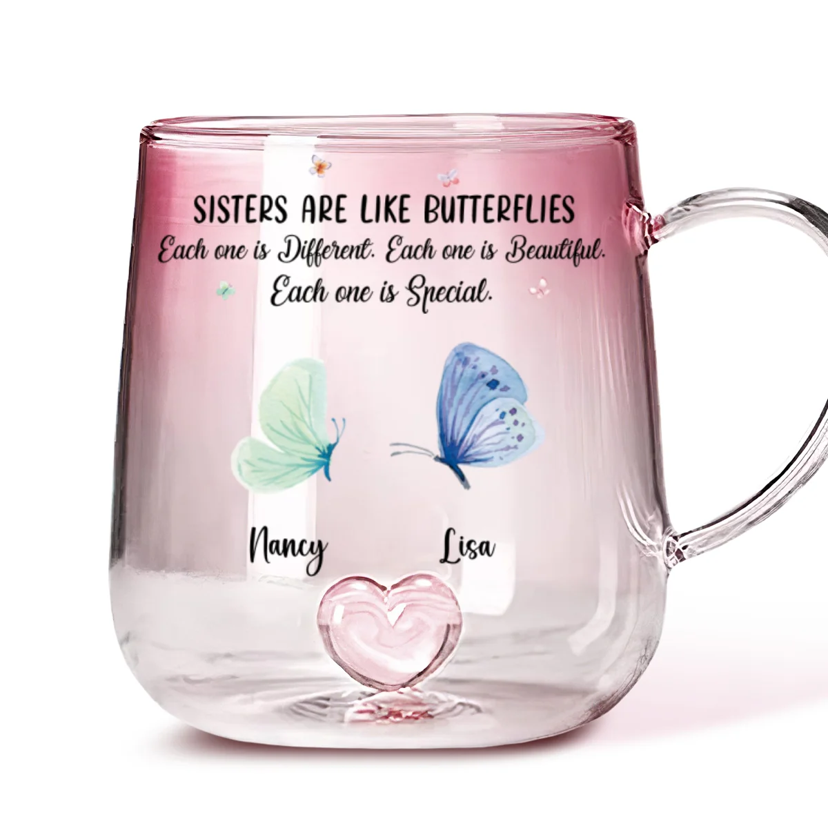 Sister Are The Gardeners Of Our Souls - Personalized Custom Pink Gradient Glass Mug - Image 6
