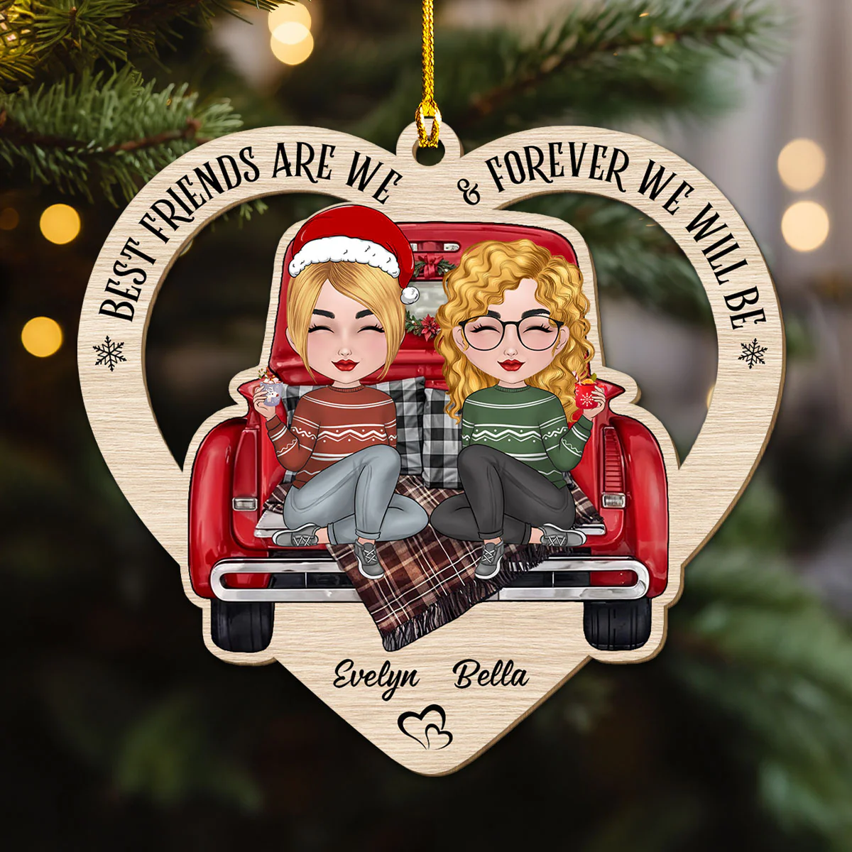 Sister Are We - Personalized Custom Wood Ornament - Image 2