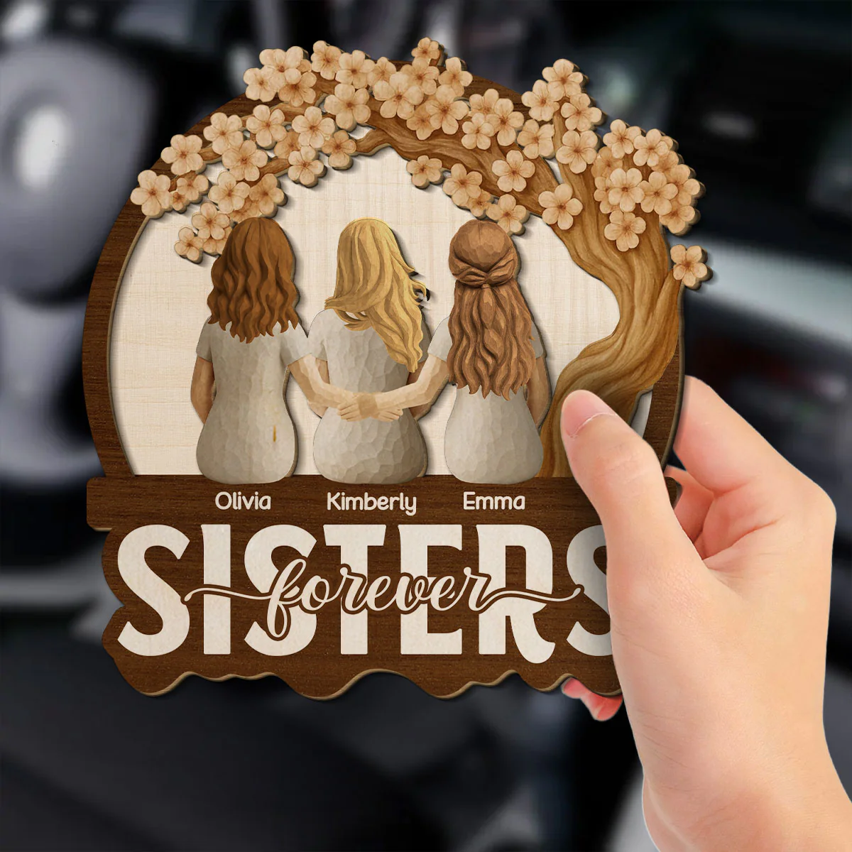 Sister Bestie Love - Personalized Custom Car Visor Clip - Image 2