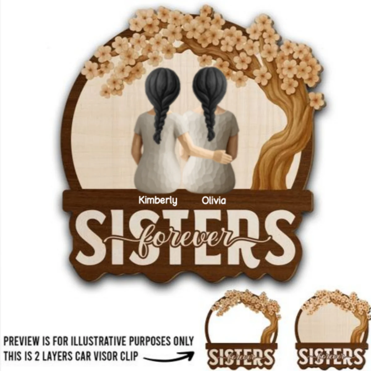 Sister Bestie Love - Personalized Custom Car Visor Clip - Image 5